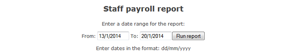 Finance Staff payroll report start