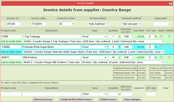 Finance Supplier invoice linked to an order