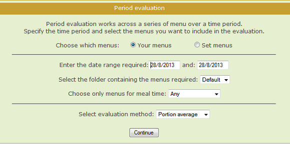 Menu tools - Period evaluation