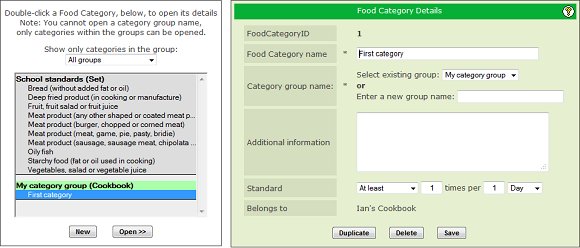 Food categories
