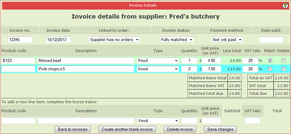 Finance Supplier invoice matching