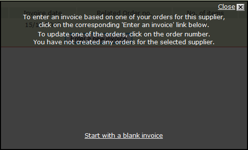 Finance Supplier Invoices new invoice panel