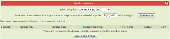 Finance Supplier invoice main page