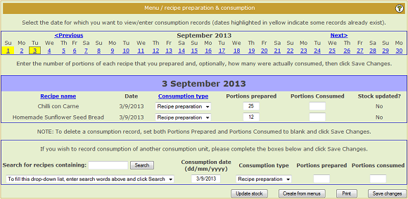 Consumption page