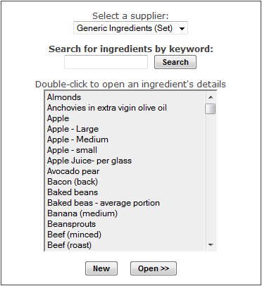 Ingredients - selectors
