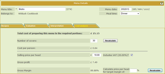 Menu cost analysis