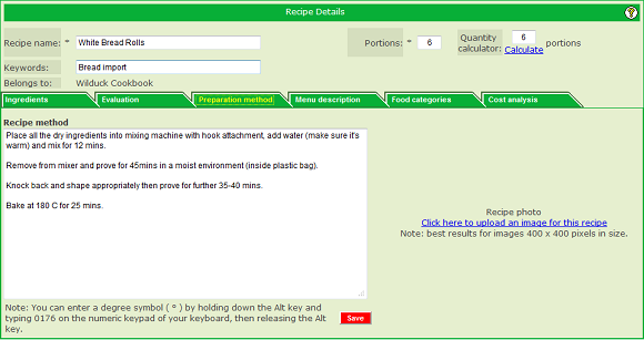 Recipe preparation method